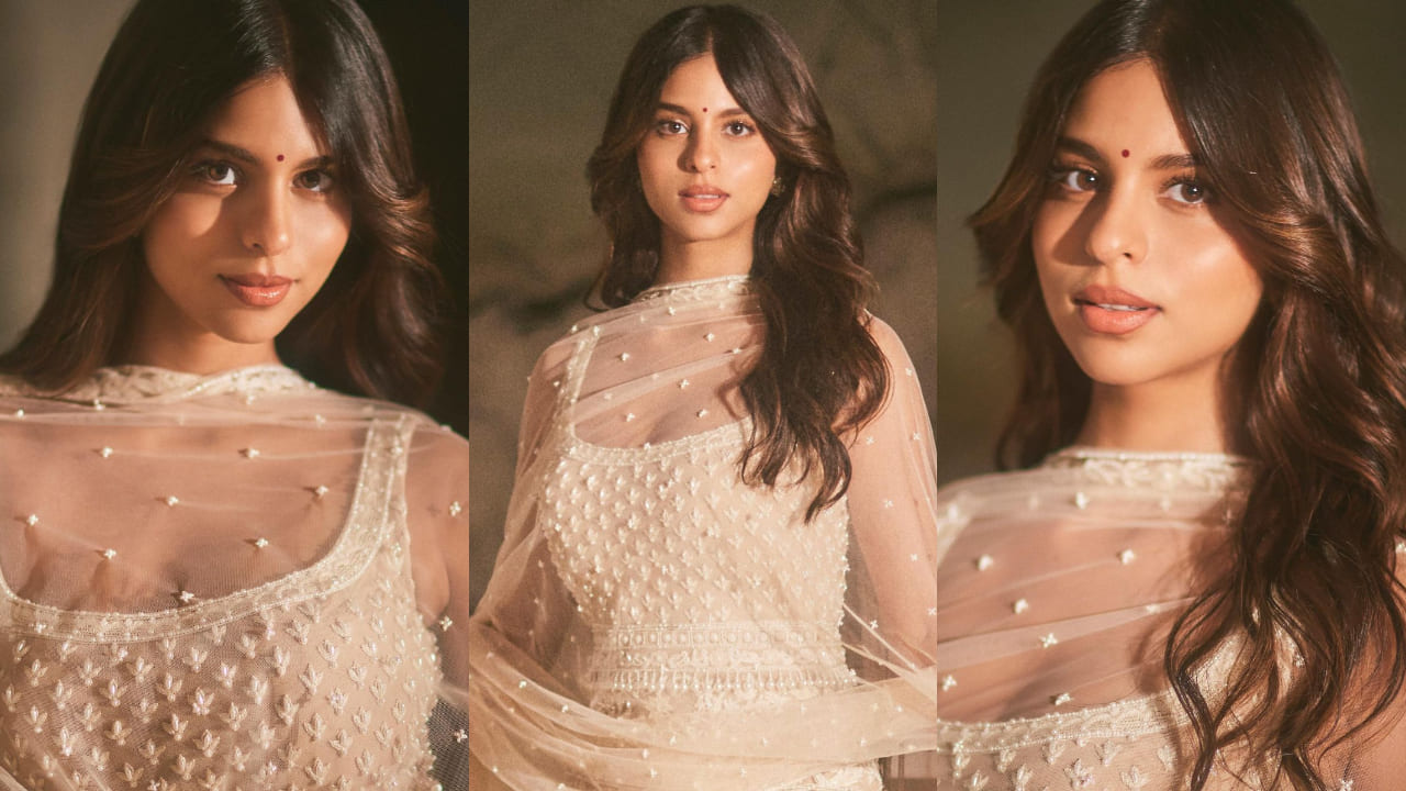 Suhana Khan in white kurta churidar set