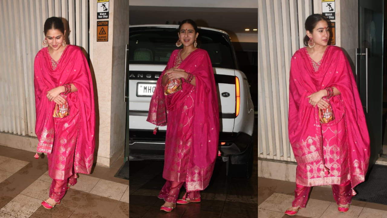 Sara Ali Khan in pretty pink kurta set