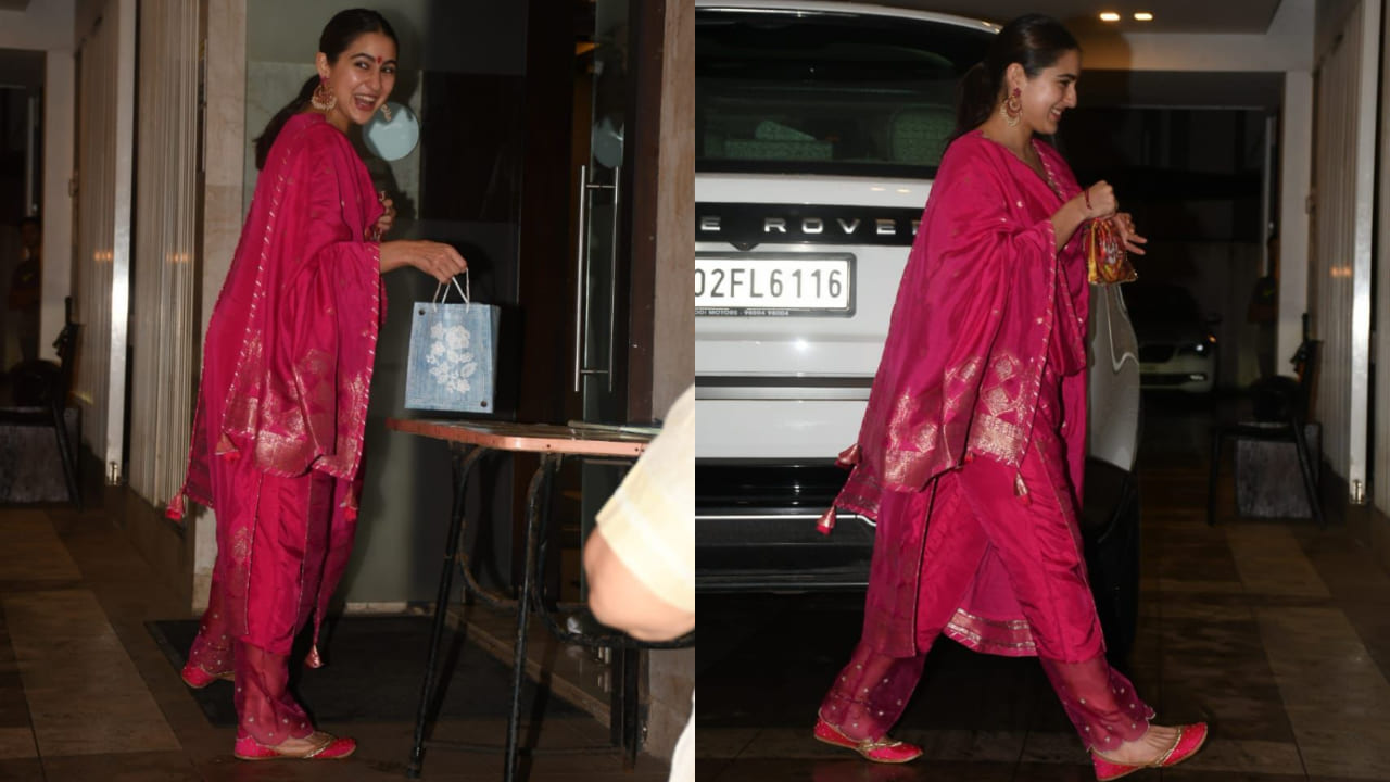 Sara Ali Khan in pretty pink kurta set