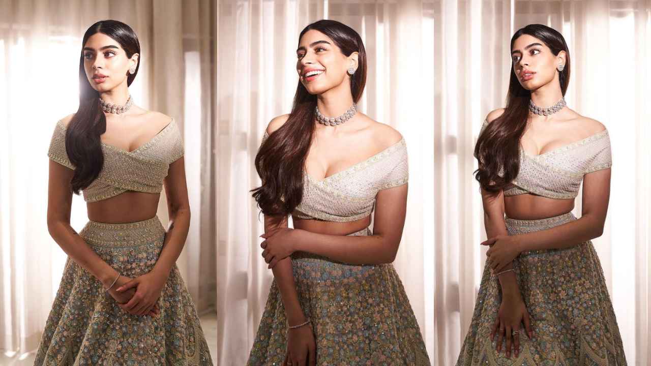 Khushi Kapoor’s Manish Malhotra mijwan lehenga with off-shoulder cut-out blouse is made for modern brides