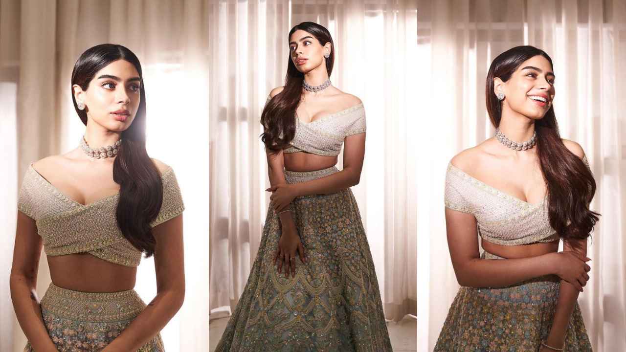 Khushi Kapoor’s Manish Malhotra mijwan lehenga with off-shoulder cut-out blouse is made for modern brides