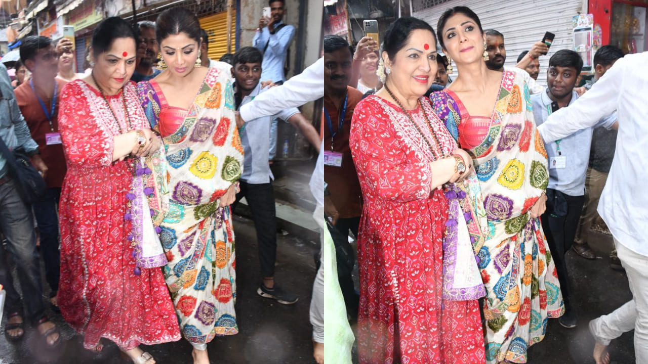 Shilpa Shetty in a colorful saree