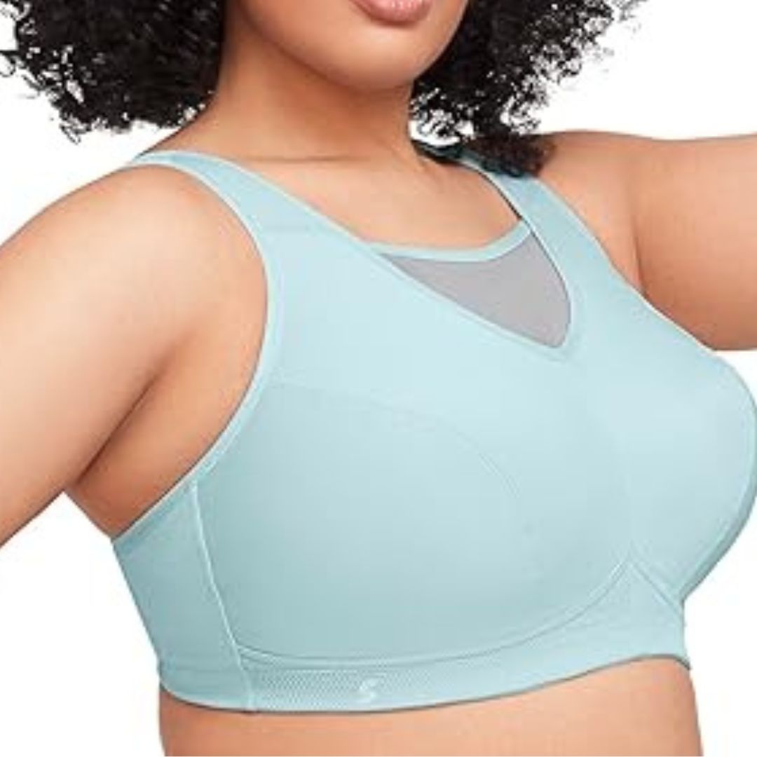 Zip Front Sports Bra High Impact Workout Bra Blue – WingsLove