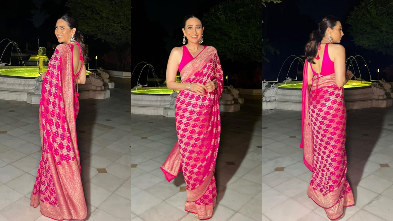 Karisma Kapoor exudes beauty in a resplendent pink saree