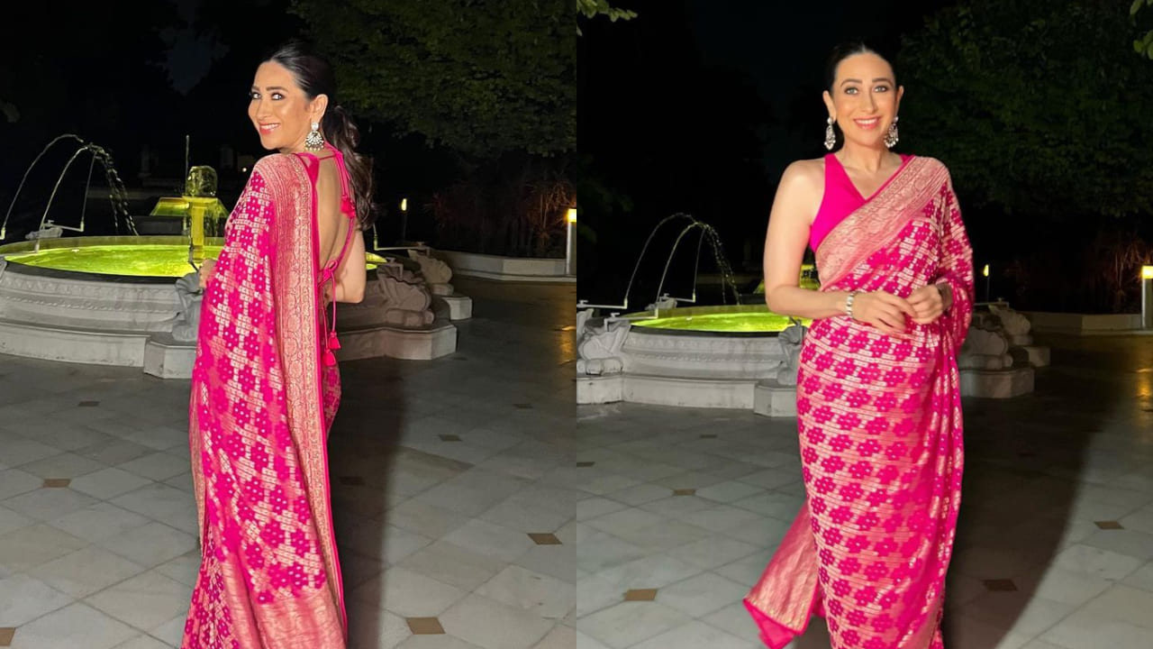 Karisma Kapoor exudes beauty in a resplendent pink saree