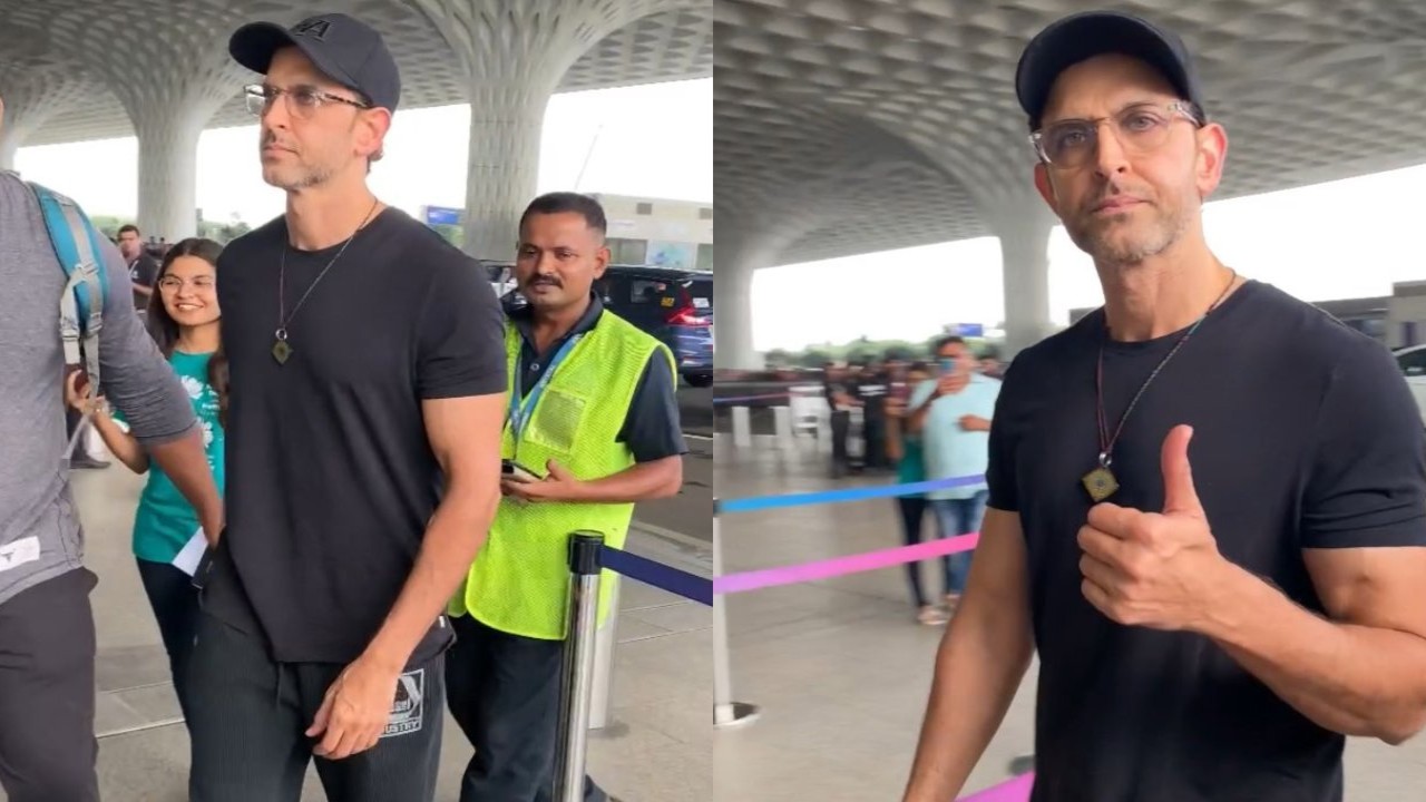 Guarda: Hrithik Roshan sfoggia un look da aeroporto tutto nero mentre si dirige in Italia per girare per Fighter