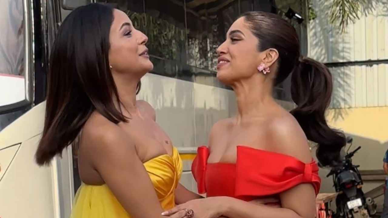 Shehnaaz Gill channels her inner sunlight in Gauri and Nainika’s yellow corseted mini-dress with tulle train (PC: Viral Bhayani)