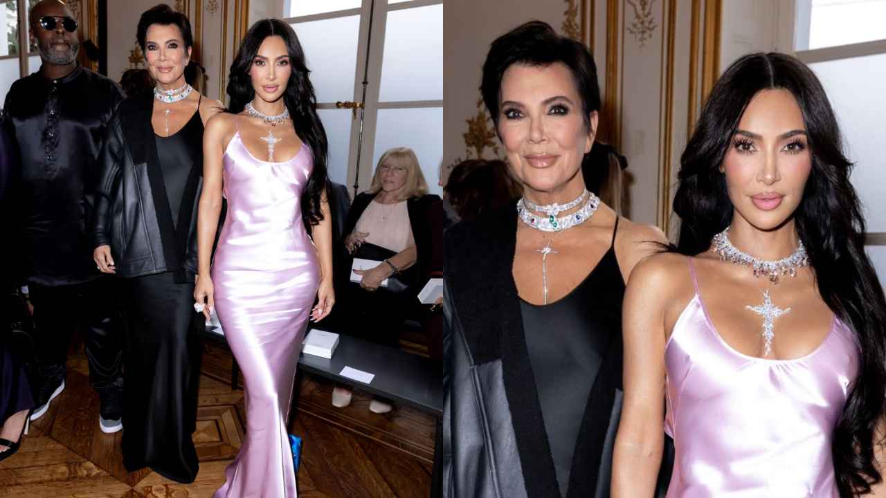 Kim Kardashian drops jaws in glossy pink slipdress with massive diamond necklace at Victoria Beckham's show (PC: Getty Images)
