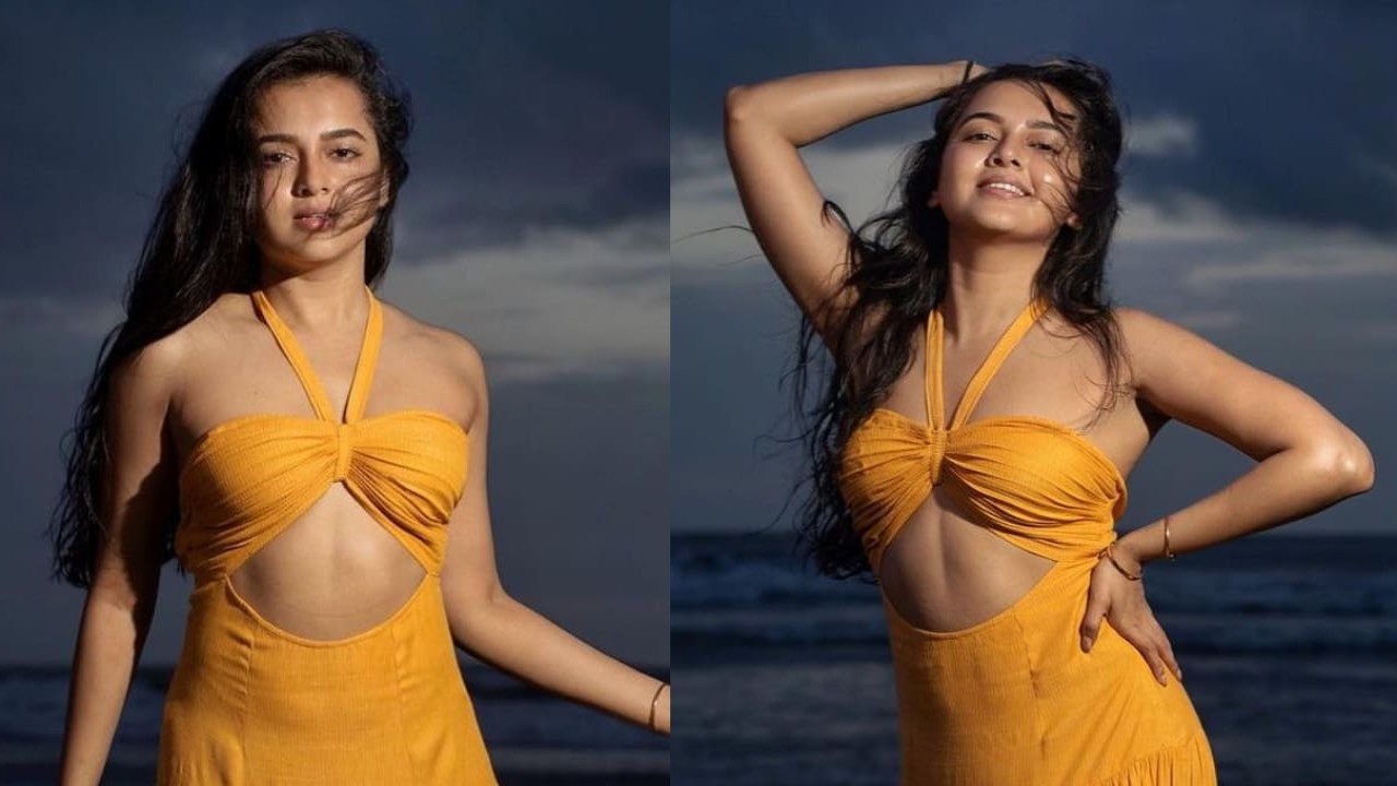 Tejasswi Prakash serves vacation perfection in orange maxi-dress with halter neck and cut-out design (PC: Tejasswi Prakash Instagram)
