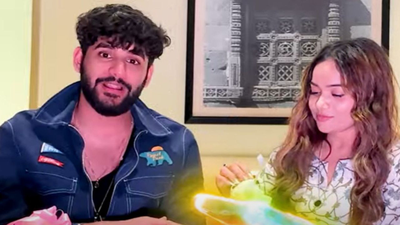 Bigg Boss OTT 2 fame Abhishek Malhan gifts 50K handbag to Manisha Rani; Find out what's inside (Image Source- Dimple Malhan Vlogs, YouTube)) Abhishek Malhar, Manisha Rani