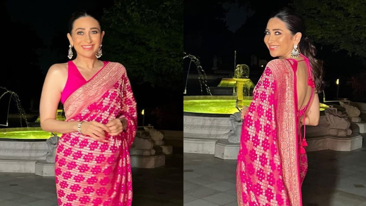 Karisma Kapoor elevates her style in mesmerizing pink banarasi saree by Anita Dongre (PC: Karisma Kapoor Instagram)
