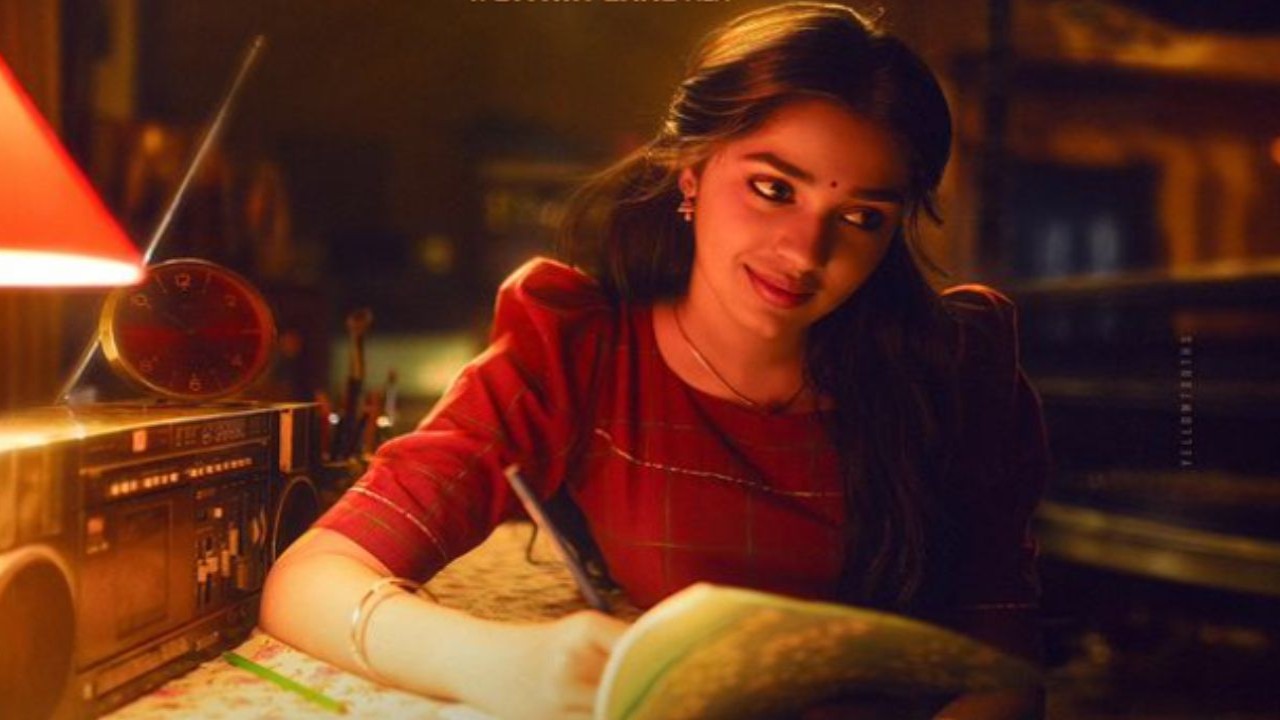 Krithi Shetty exudes beauty in poster from Tovino Thomas’ ARM, makers unveil first look on her birthday (PC: ARM Movie Instagram) PC: ARM Movie Instagram
