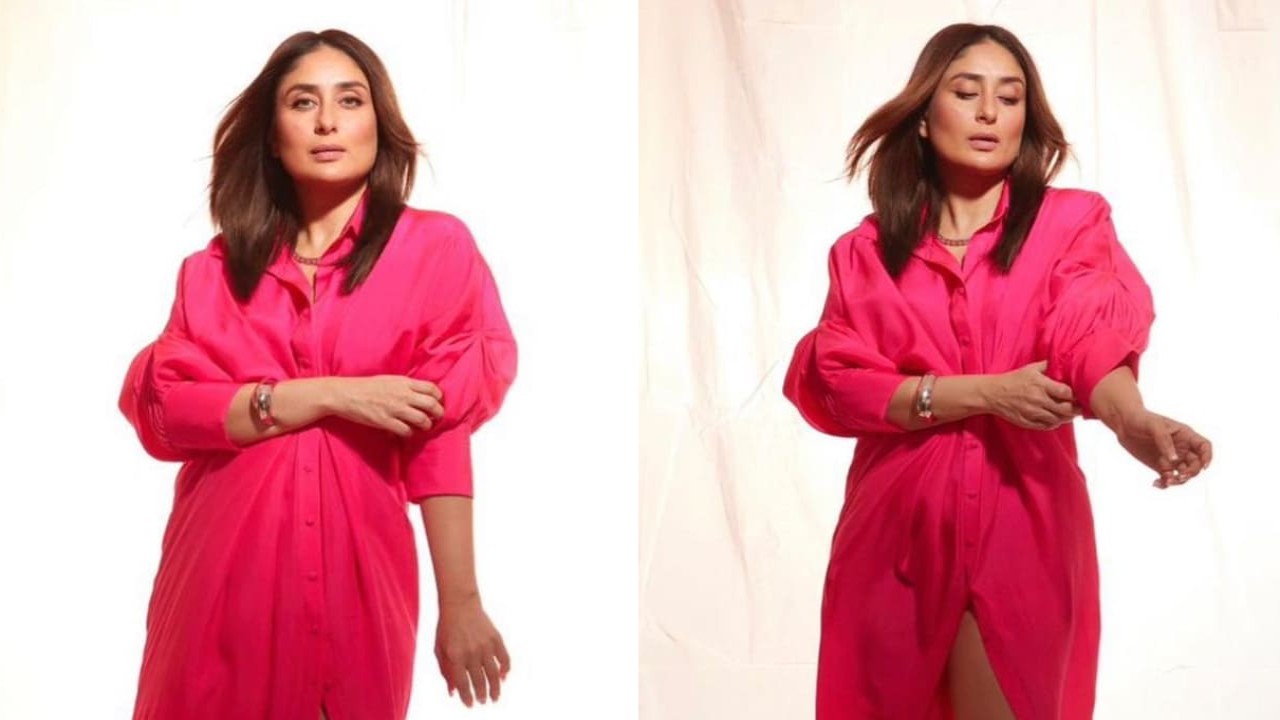 Kareena Kapoor Khan looks ethereal in a hot pink shirt dress. Scroll down to find out where it is from. (PC: Bhawna Sharma Instagram)