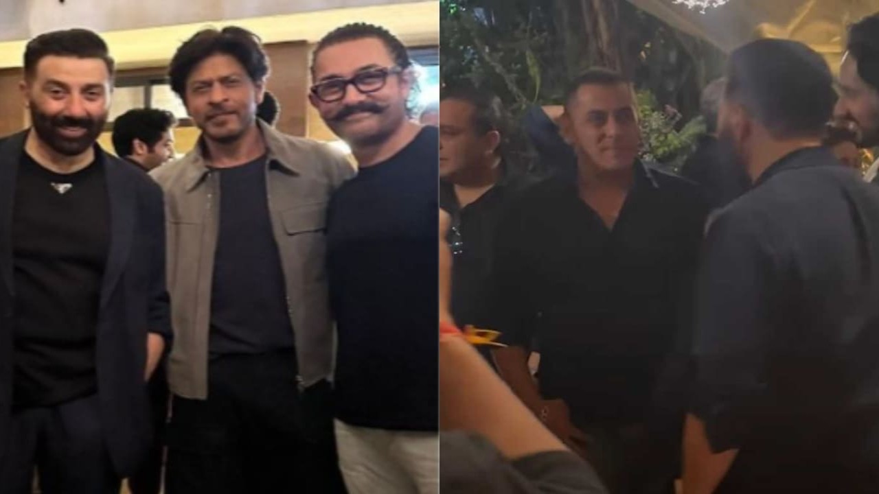 WATCH: Shah Rukh Khan, Salman Khan, Aamir Khan and others get chatty with Sunny Deol at Gadar 2 success bash WATCH: Shah Rukh Khan, Salman Khan, Aamir Khan and others get chatty with Sunny Deol at Gadar 2 success bash