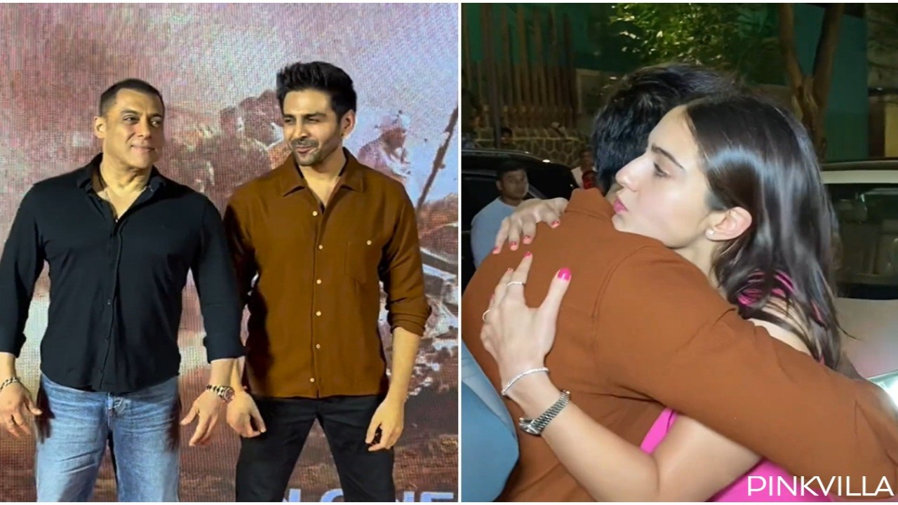 WATCH Kartik Aaryan learns to pose from Salman Khan; hugs rumored ex Sara Ali Khan at Gadar 2 success bash PINKVILLA pic