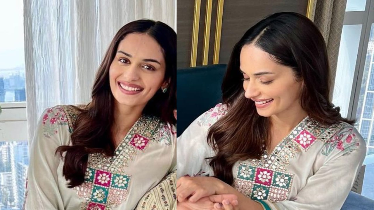 Manushi Chhillar brings back the classic mirror work trend with a timeless sheer white kurta set (PC: Manushi Chhillar Instagram)