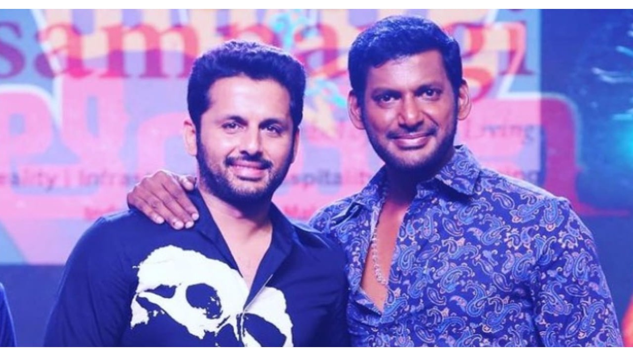 Nithiin graced the Mark Antony pre-release event and praised Vishal and the rest of the cast and crew