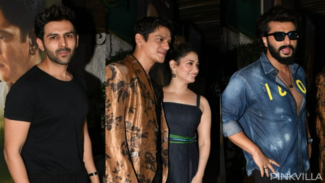 Vijay Varma-Tamannaah Bhatia, Arjun Kapoor, and Kartik Aaryan at Jaane Jaane screening (Credits: Viral Bhayani) Jaane Jaan, Vijay Varma, Tamannaah Bhatia, Arjun Kapoor, Kartik Aaryan