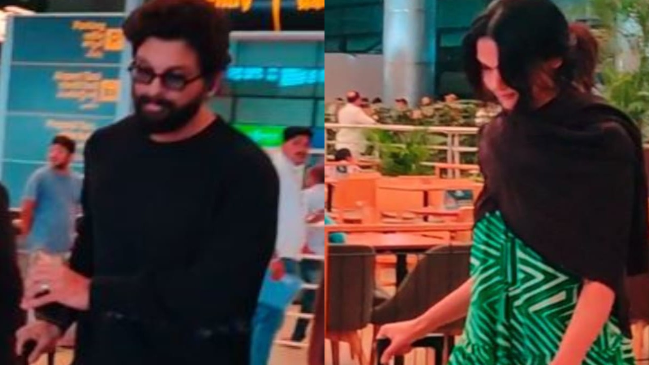 Allu Arjun and Sneha return to Hyderabad after their romantic vacation in London; VIDEO