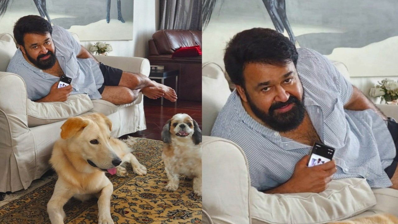 Mohanlal looks comfy in casuals as he enjoys quality time with his pets; fans shower love