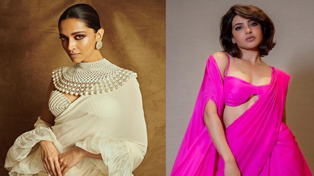 Check how you can elevate your saree look with this captivating trend. (PC: Deepika Padukone and Samantha Ruth Prabhu Instagram)