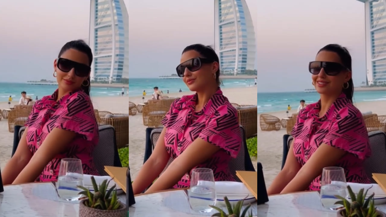 Nora Fatehi's printed pink co-ord set