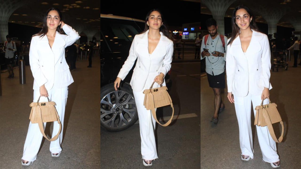 Kiara Advani jets off in style in white blazer and straight pants