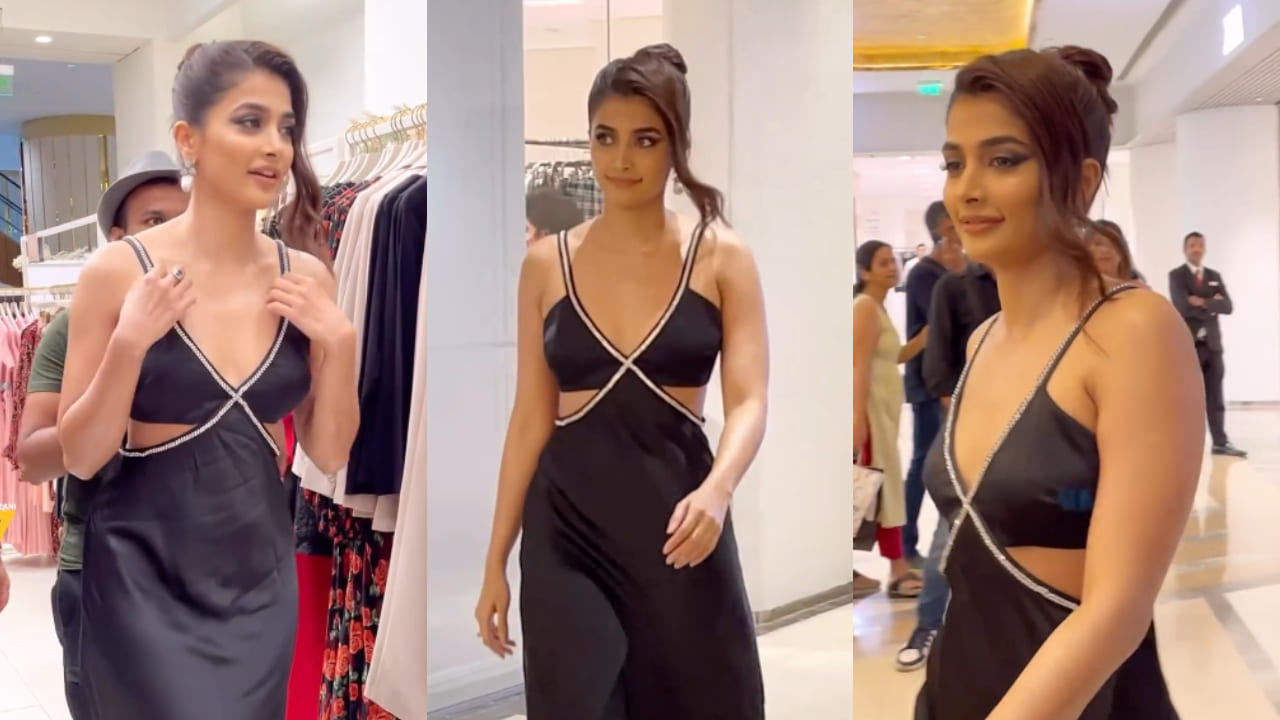 Pooja Hegde in black midi dress