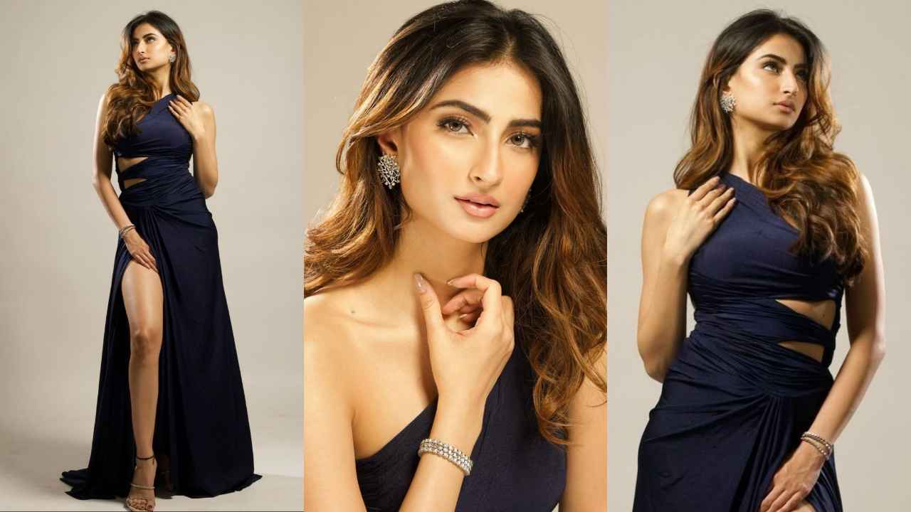 Palak Tiwari’s dark blue gown with asymmetrical neckline, cut-out design, and side slit is TOO HOT to handle