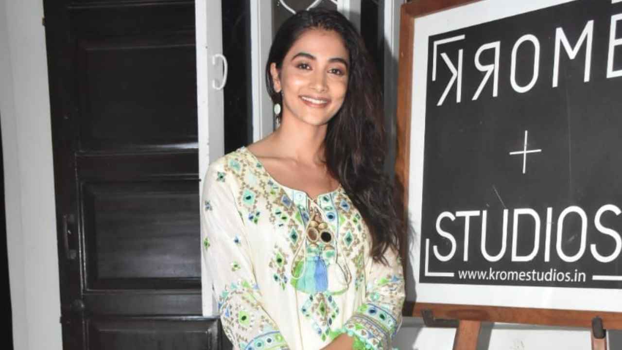 Pooja Hegde’s Rs. 48,500 ivory embroidered short kurta sharara set is made for mehendi ceremonies  (PC: Viral Bhayani)