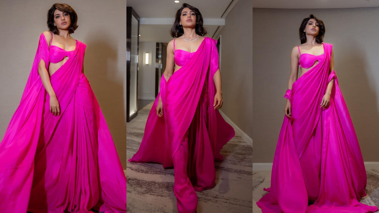 Samantha Ruth Prabhu modernizes timeless pink saree with an intriguing caped twist