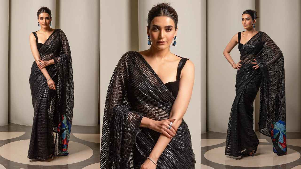 Karishma Tanna's black glittery Manish Malhotra saree is EVERYTHING an ethnic lover desires