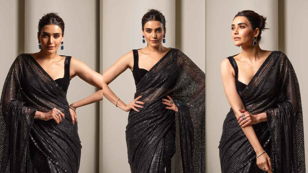 Karishma Tanna's black glittery Manish Malhotra saree is EVERYTHING an ethnic lover desires