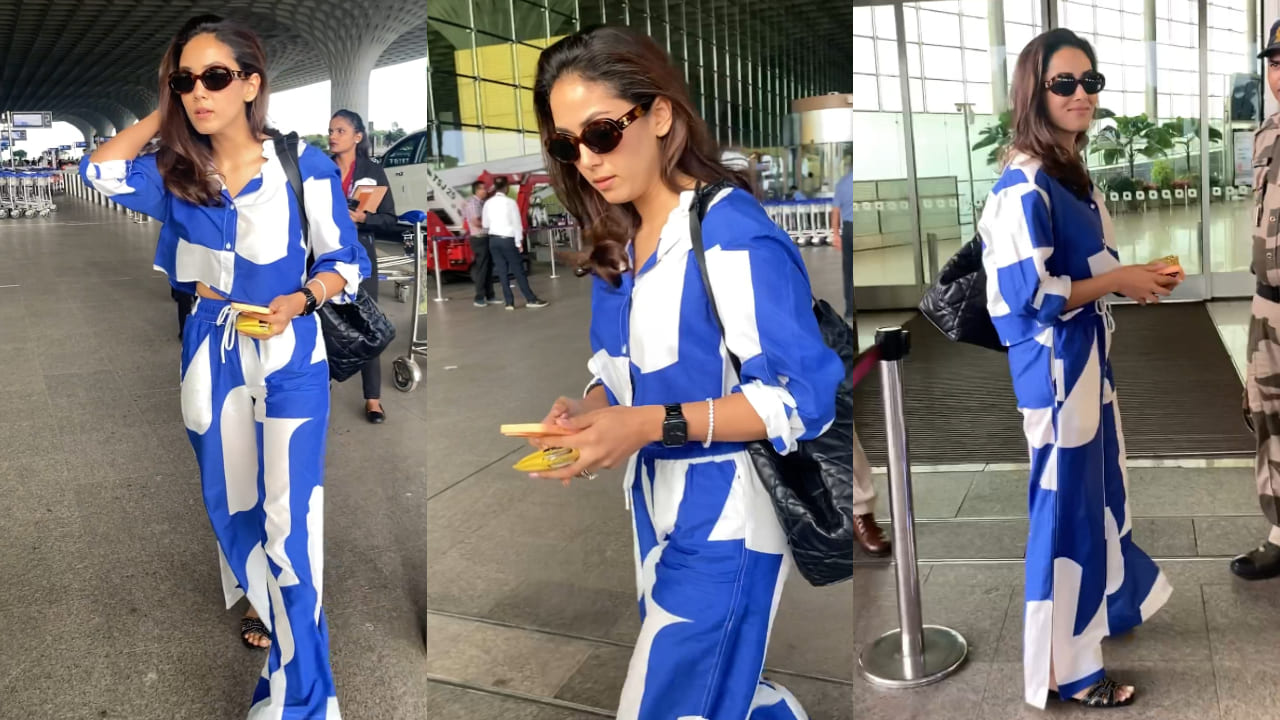 Mira Rajput’s airport fashion in cropped shirt and matching pants