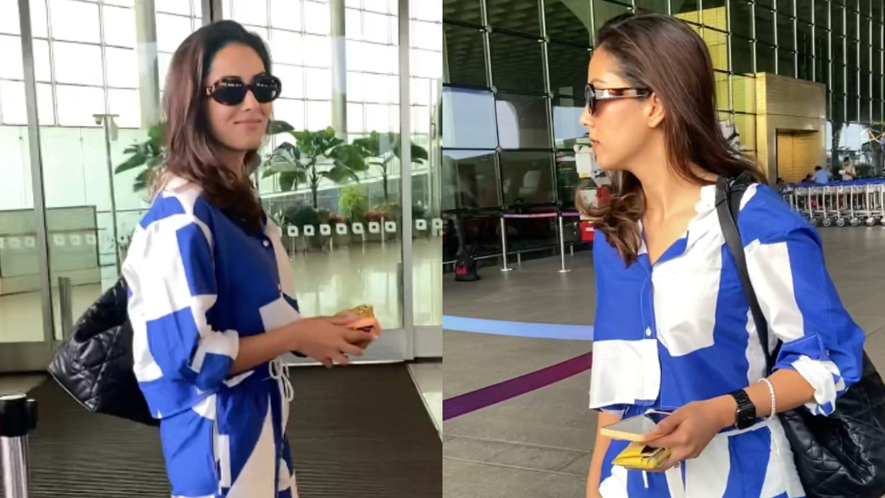 Mira Rajput’s airport fashion in cropped shirt and matching pants
