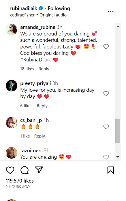 comments on Rubina Dilaik's post