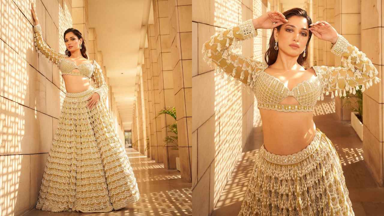 LFW 2023: Tamannaah Bhatia walks ramp in tassel-laden bralette and modernized lehenga with pearl droplets