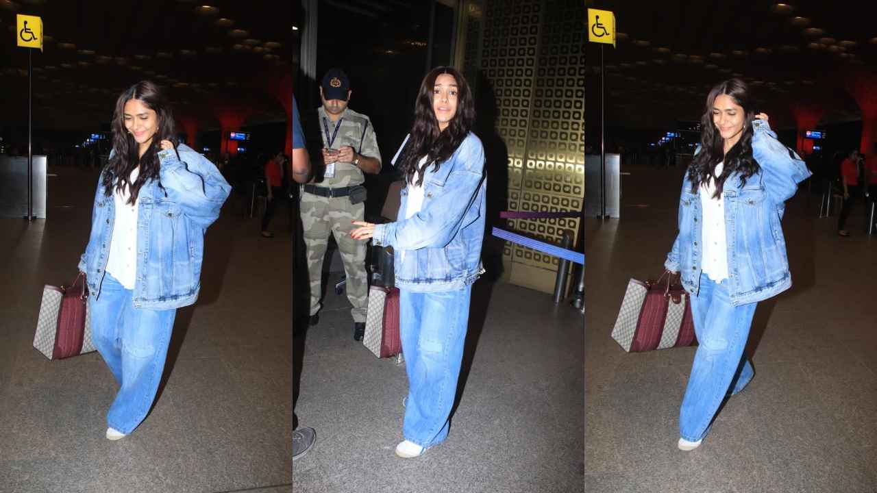 Airport Aesthetic: Mrunal Thakur goes for a comfortable denim-on-denim ensemble with Rs. 2,62,160 Gucci bag (PC: Viral Bhayani)