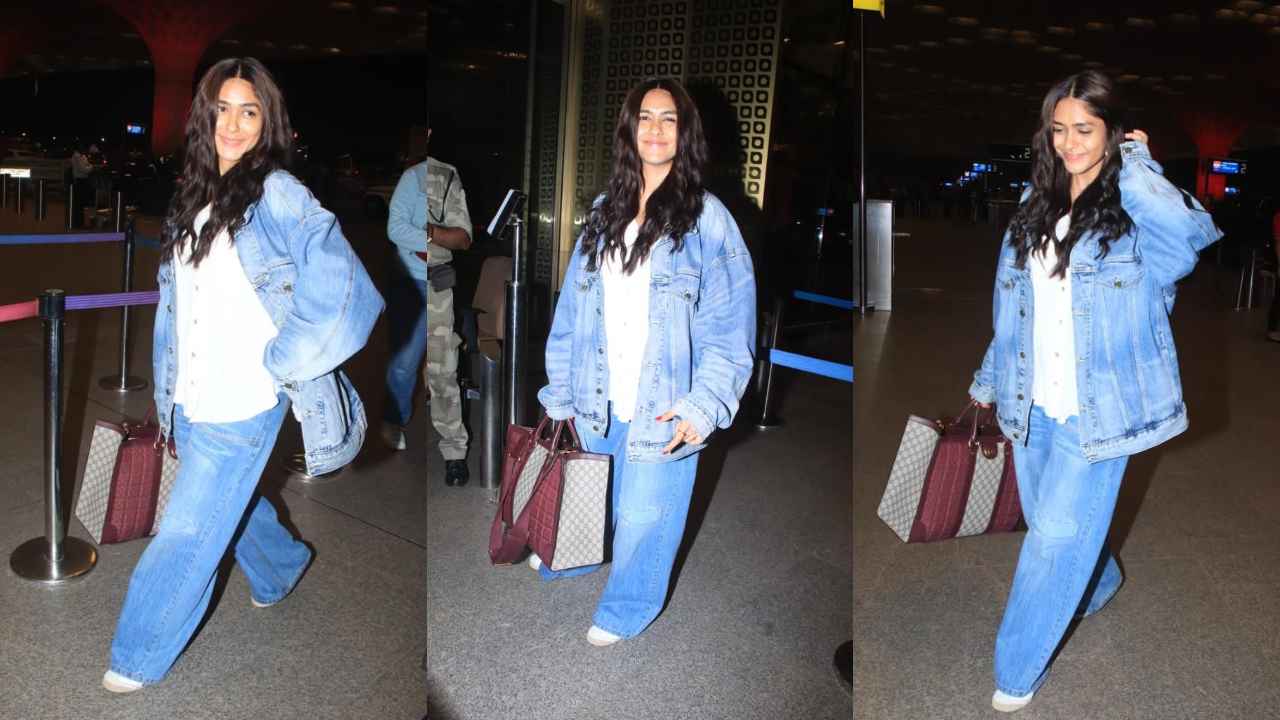 Airport Aesthetic: Mrunal Thakur goes for a comfortable denim-on-denim ensemble with Rs. 2,62,160 Gucci bag (PC: Viral Bhayani)