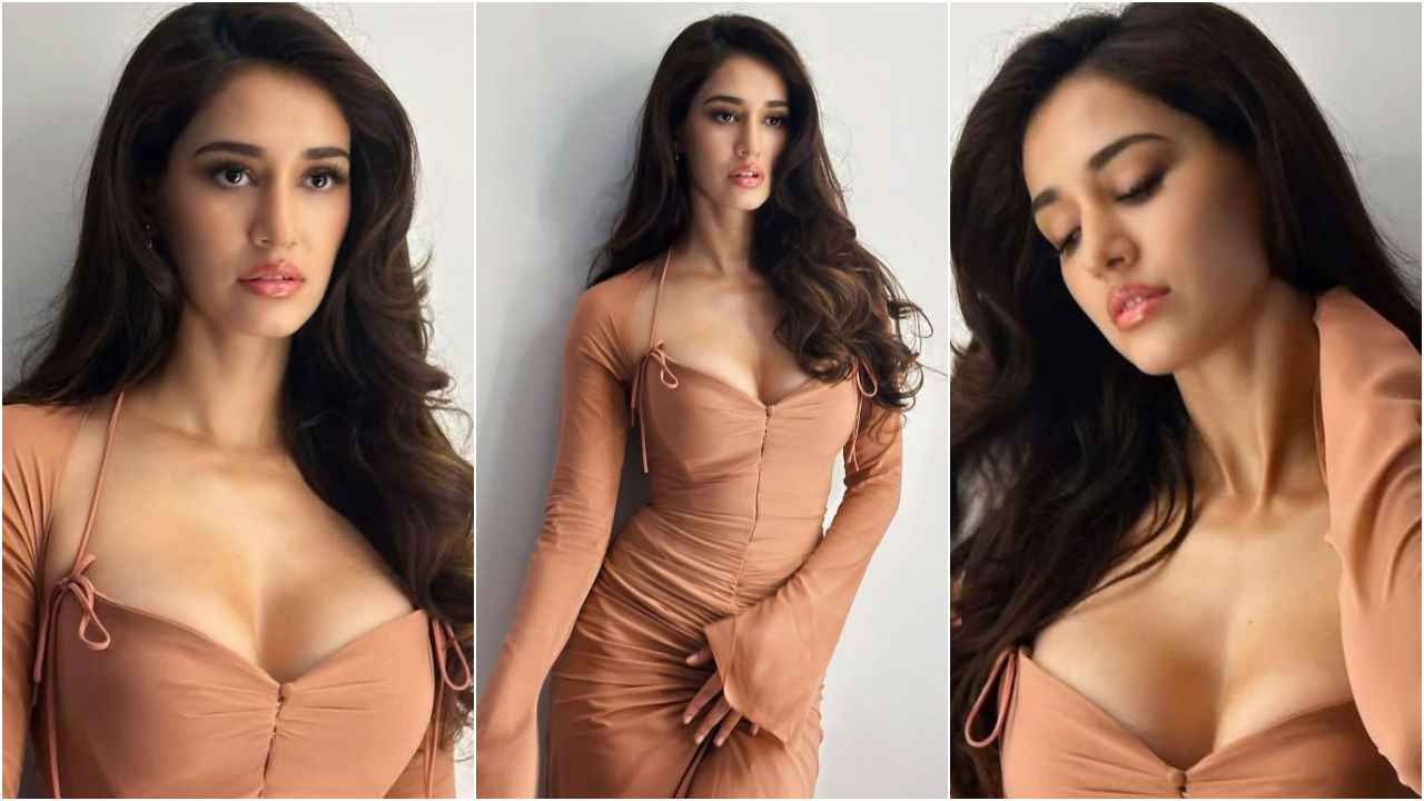 Disha Patani is TOO HOT TO HANDLE in halter neck mini-dress with body-hugging silhouette and plunging neckline
