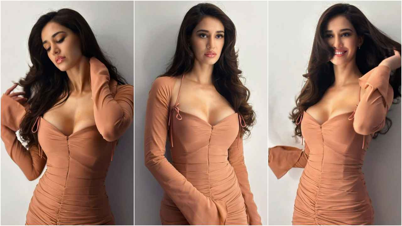 Disha Patani is TOO HOT TO HANDLE in halter neck mini-dress with body-hugging silhouette and plunging neckline