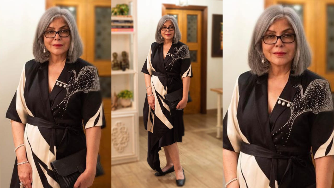 Zeenat Aman in wrapped outfit exudes monochromatic vibes