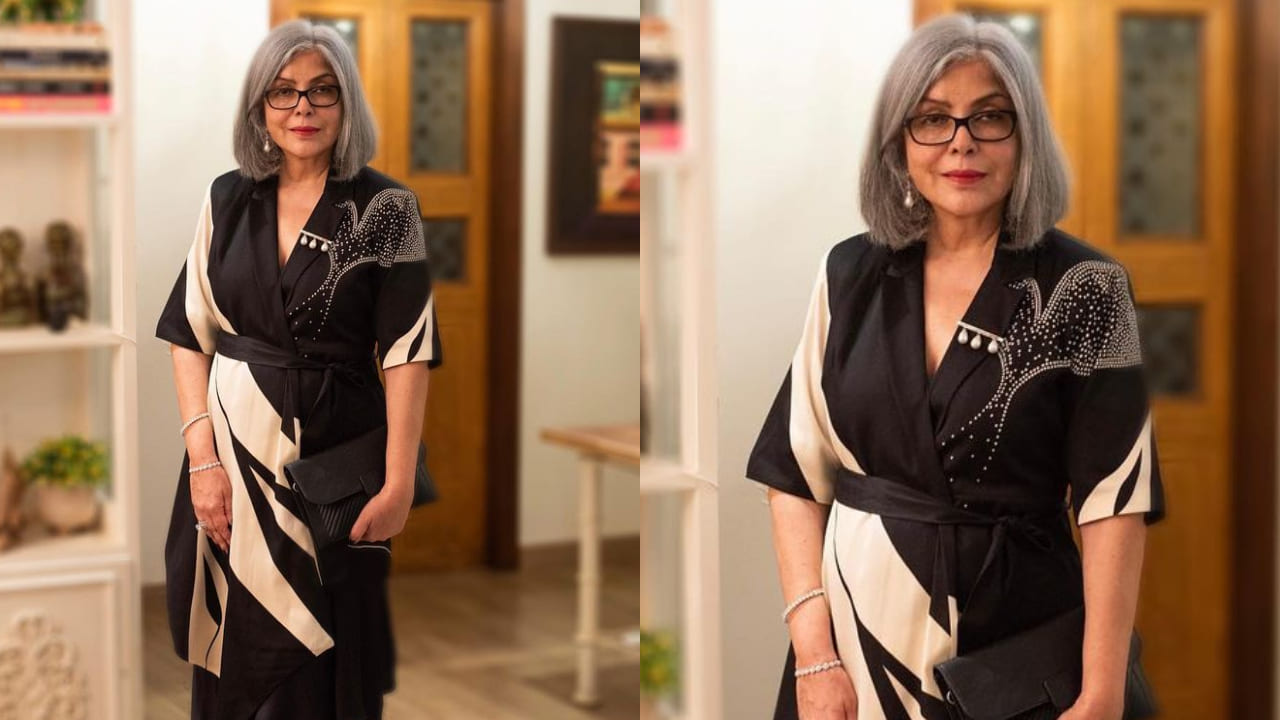 Zeenat Aman in wrapped outfit exudes monochromatic vibes