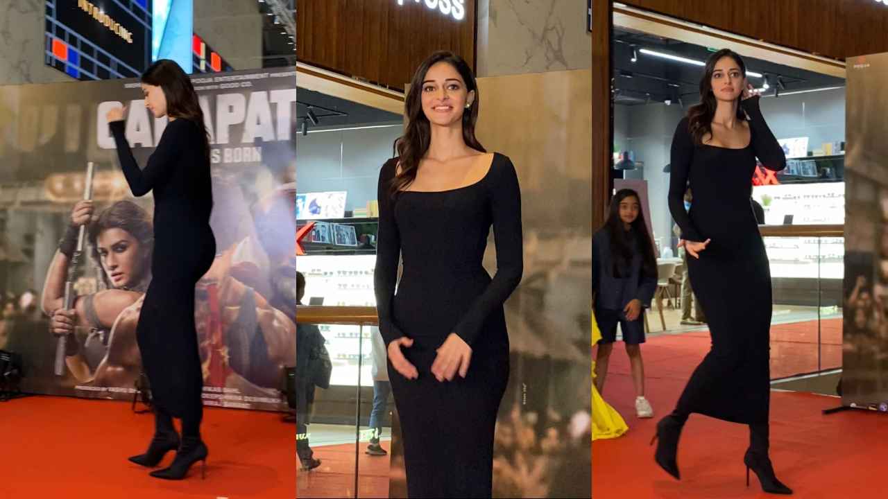 Ananya Panday teams full-sleeved body-hugging dress with ankle-length boots - Fashion statement or disaster? (PC: Manav Manglani)