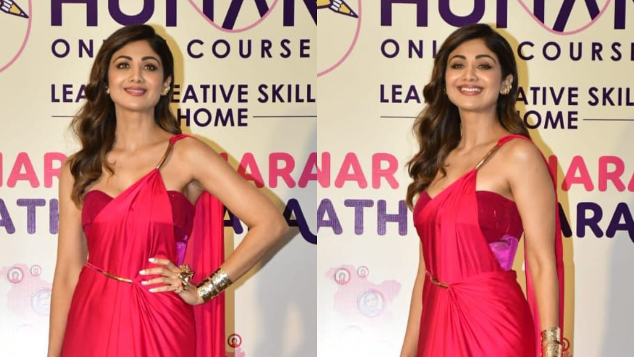 Shilpa Shetty’s pretty pink draped saree