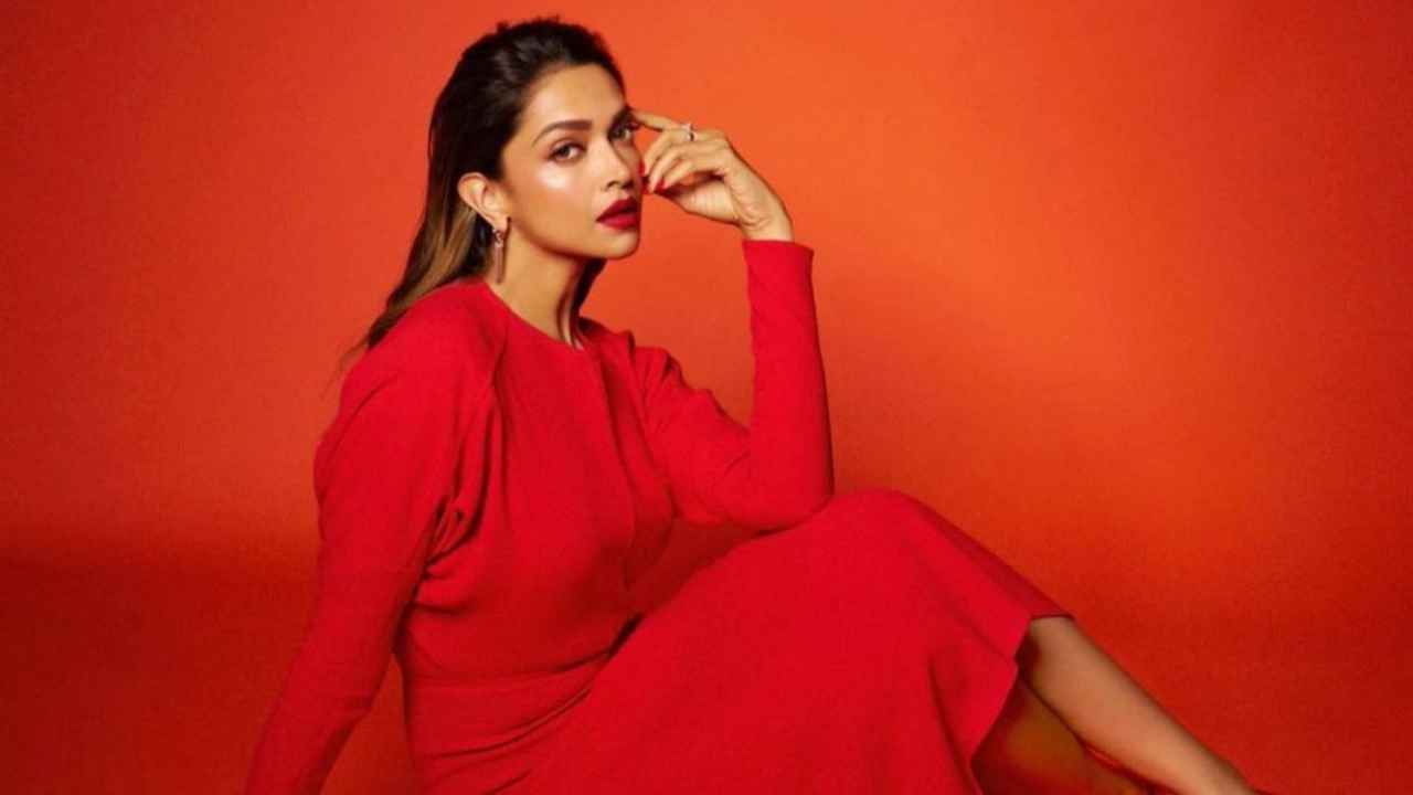 Deepika Padukone embodies lady in red with Victoria Beckham’s Rs. 1.00.133 midi dress and matching pumps (PC: Instagram and Viral Bhayani)