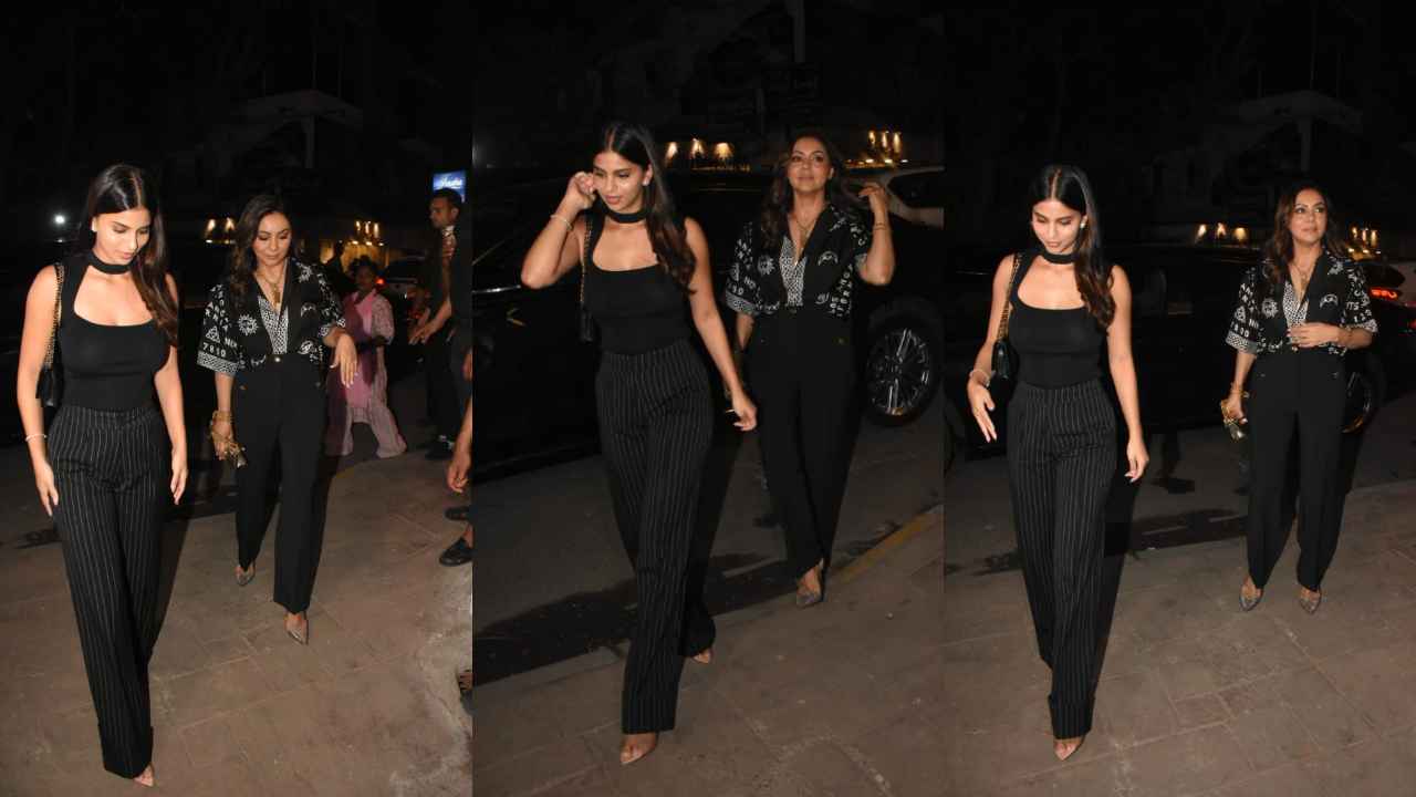 Bookmark Suhana Khan’s all-black fit with Rs. 2,56,376 Chanel bag for your day-night outing dilemmas (PC: Viral Bhayani)