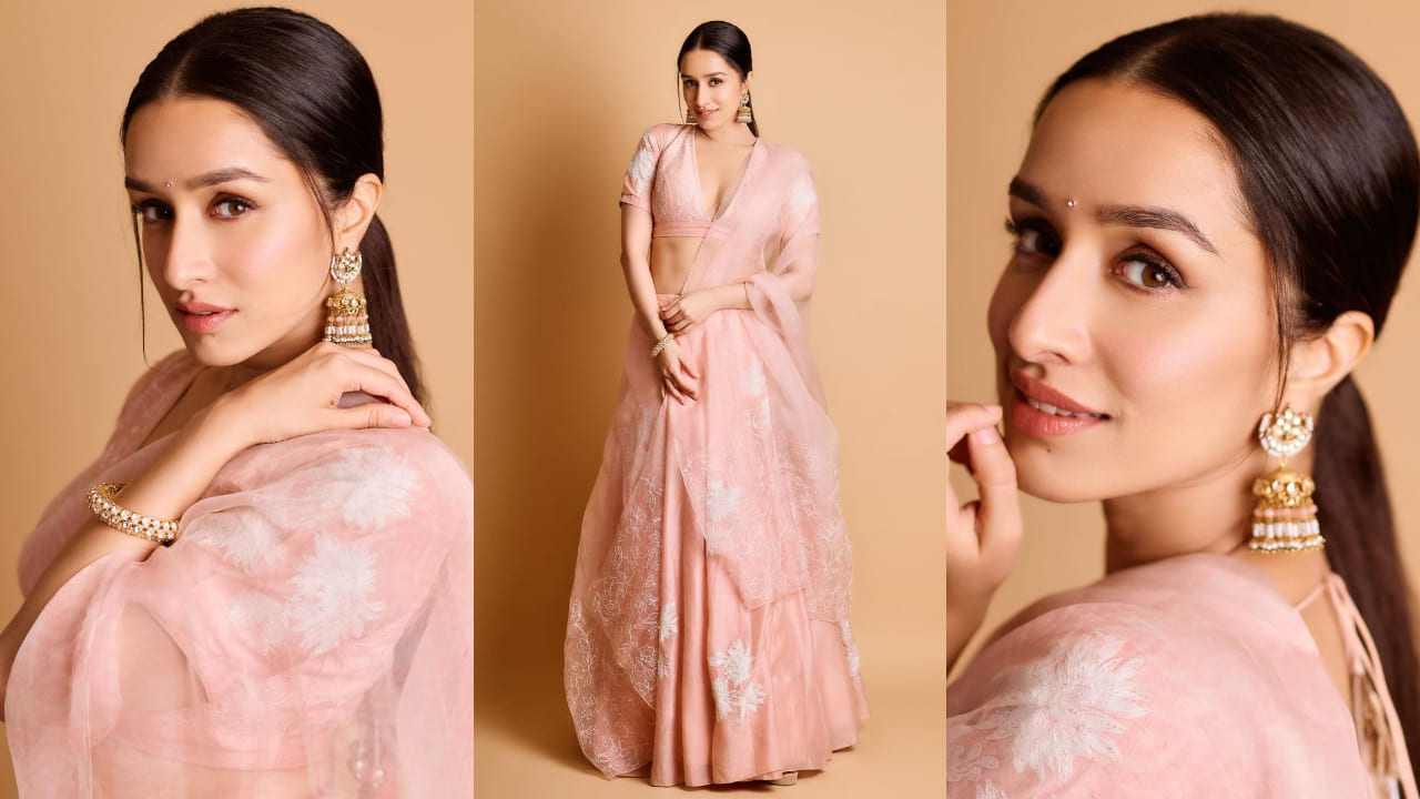 Shraddha Kapoor wore an light pink chanderi silk lehenga set