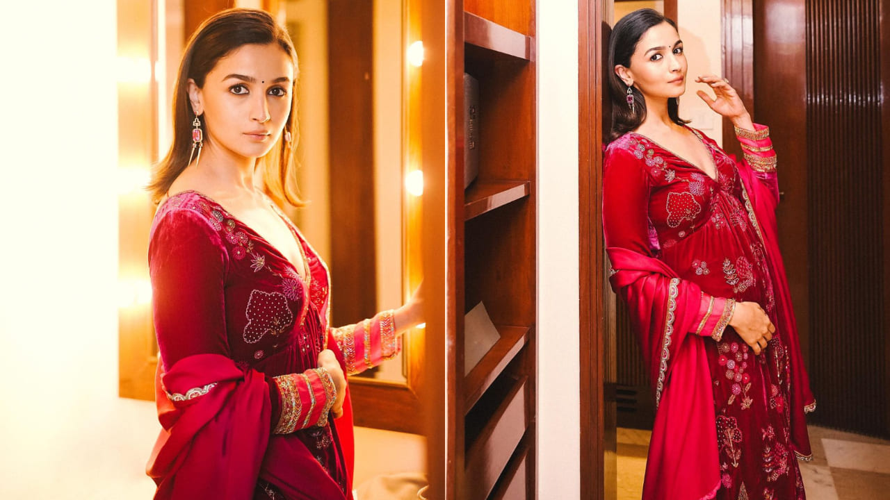 Alia Bhatt exudes charm and grace in cherry pink anarkali kurta set