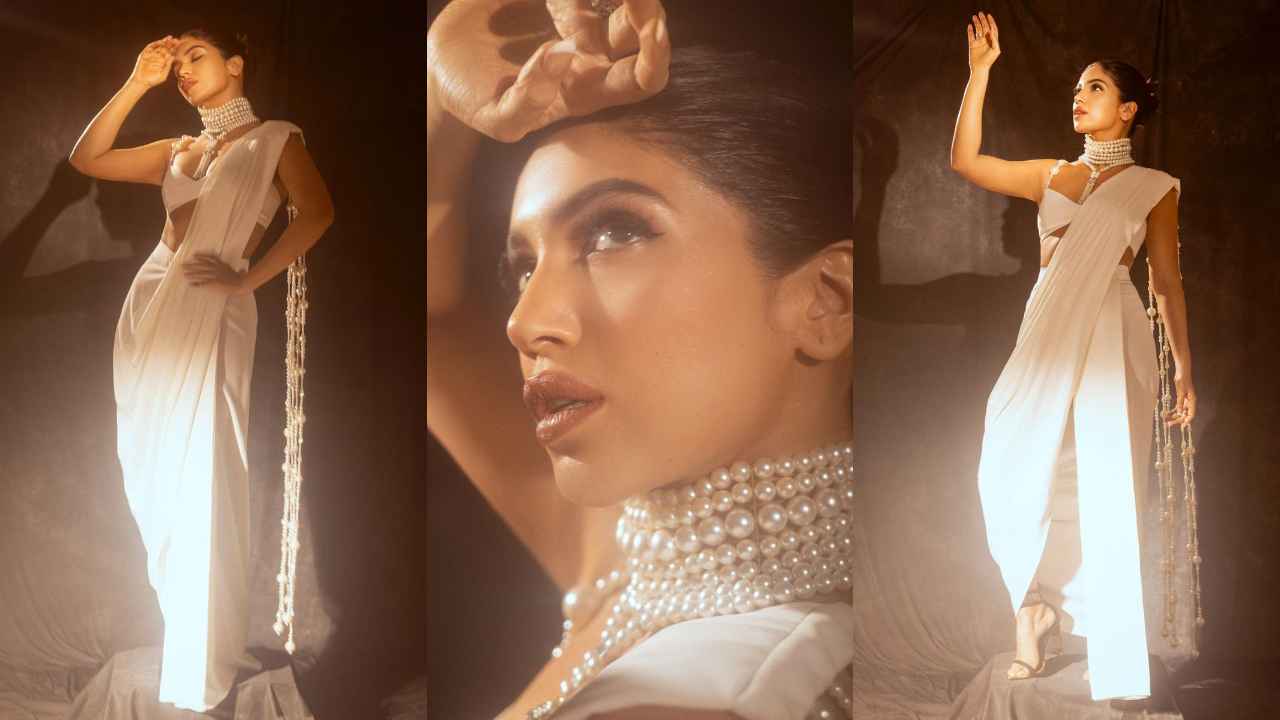 Bhumi Pednekar masters white saree trend with Nikkhil Thampi’s pearl-embellished elegance and layered accents 